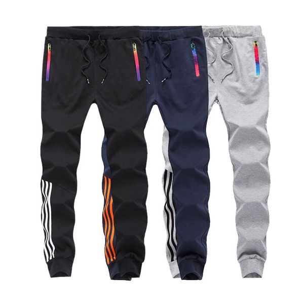 

men's pants sweatpants striped joggers track men elastic waist sport casual trousers male fashion fitness streetwears hip hop, Black