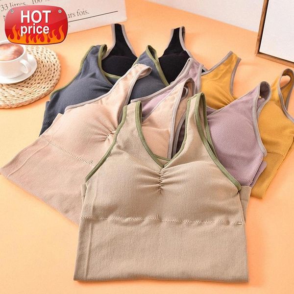 

sports bras pad long solid yoga vest for fitness breathable workout running gym sportswear quick dry underwear women #3a5y, White