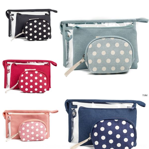 

upcqb selling women's round dot cosmetic wash cosmetic transparent pvc women's travel bag bag three-piece set kyt9h