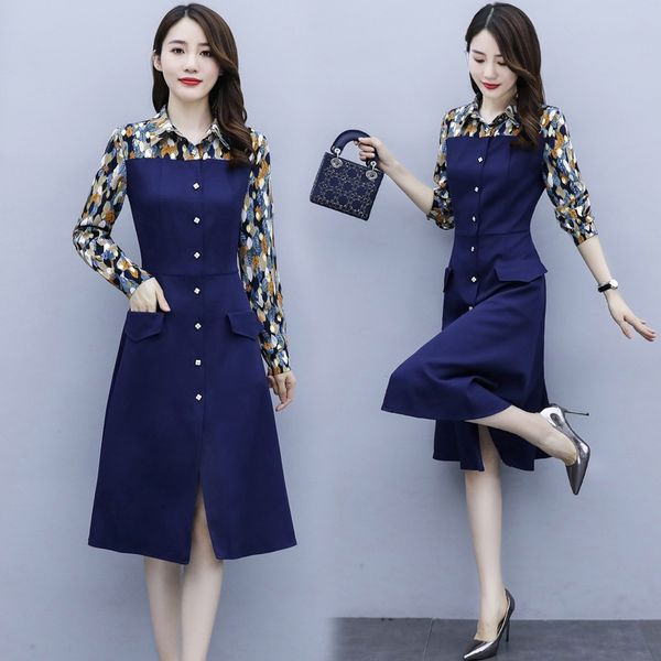 

waistline shows thin temperament large long sleeve dress for women's new fall 2020 new bottoming skirt covering the zhang xiu qun zhang, Black;gray