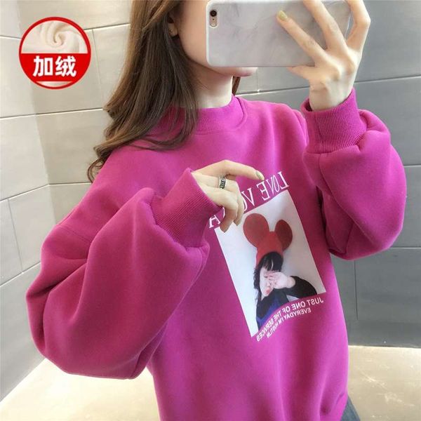 

2020 new winter clothes plush and thick loose women's sweater coat, Black