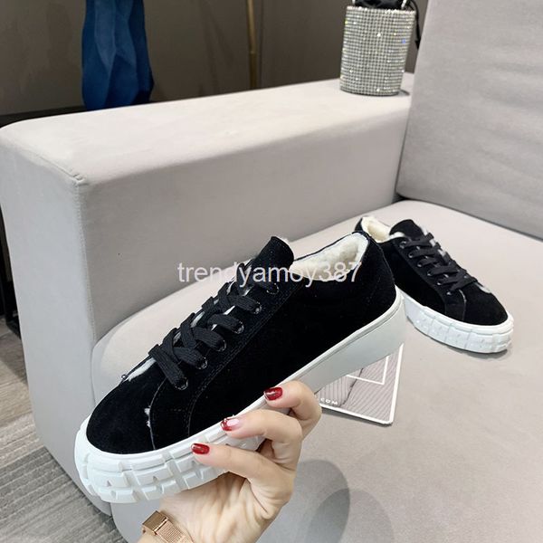 

boots net red women's shoes with the same style winter warm lace up low muffin flat bottom casual canvas white trend, Black
