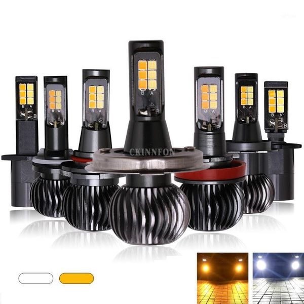 

50pcs/lot 25pair led fog light for car fog lamp h1 h3 h7 h8 h11 yellow white light two-color led modified headlights1