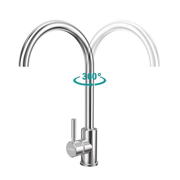 

sianco rotatable brushed stainless steel kitchen faucet single hole cold and mixer tap deck mounted sink fauce jllatn