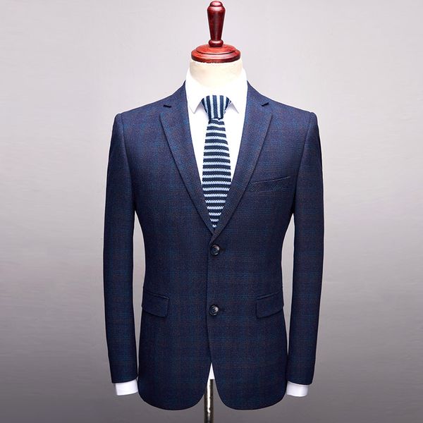 

2021 Spring Mens Business Slim Fit Blazer s Single Quality Suits Men Plaid Coat Measure S-3xl EXRO, White;black