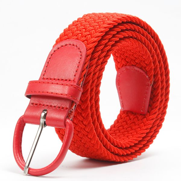 

2020 year of the rat for men and women red woven canvas jeans seamless elastic belt, Black;brown