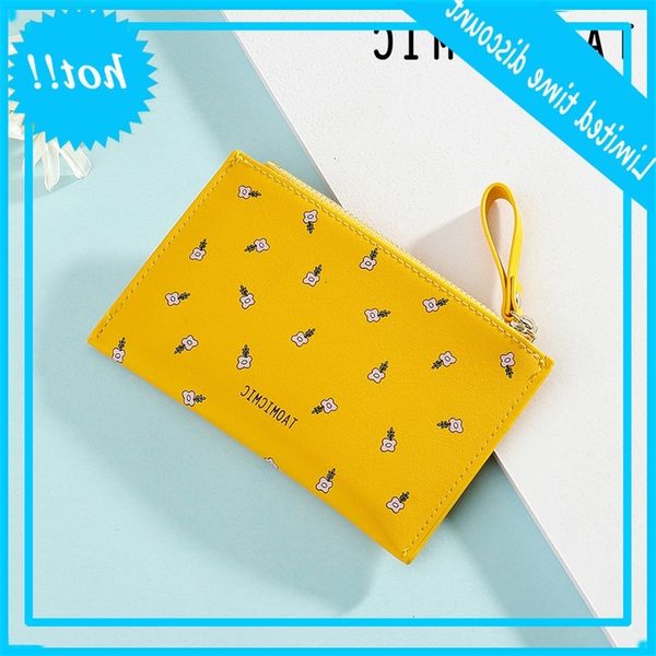 

yueqiankai new fashion short card multi function zipper coin bag korean ultra thin women's zero wallet, Red;black