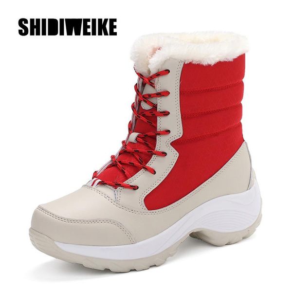 

fashion women boots non-slip waterproof winter ankle snow boots women platform winter shoes with thick fur thigh high v655, Black