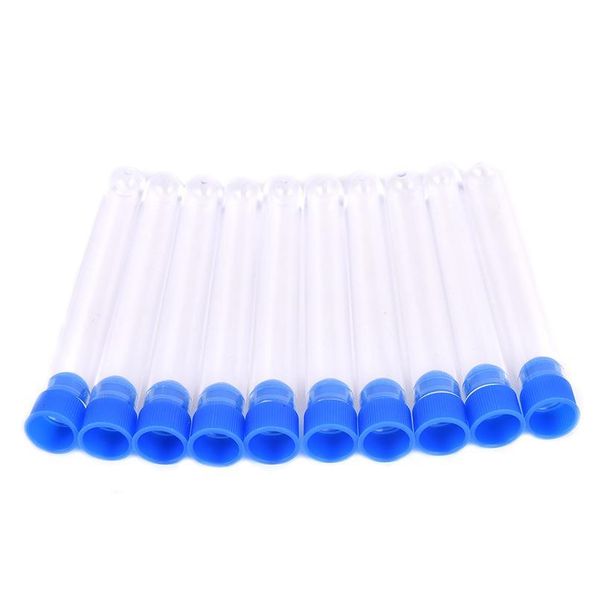 

10pcs 15*100mm plastic test tubes with wing plug clear round bottom vial school chemistry lab bbytoq