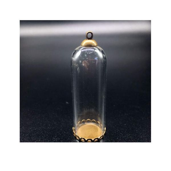 

10sets 50mm tall 18mm width clear glass globe bronze plated lace tray 8mm beads cap set diy glass vials pendant jewelry bbyrdh, Black