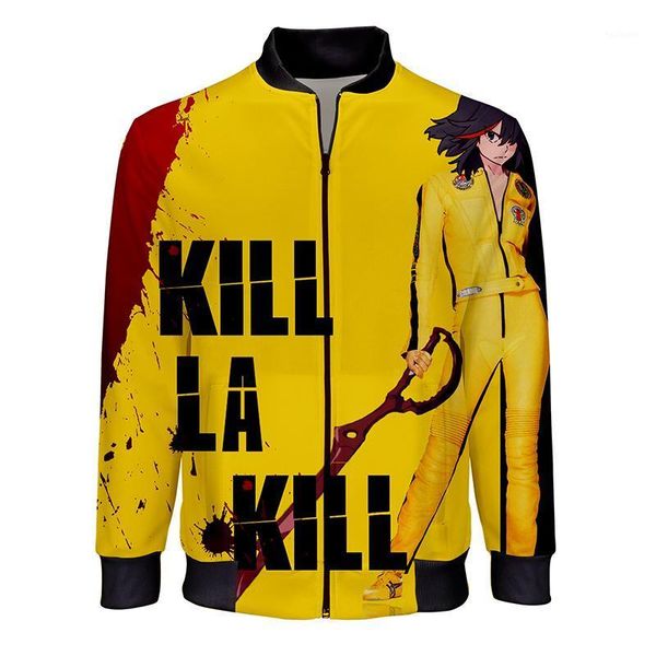 

kill la kill 3d printed jackets men/women trendy anime outerwear stand collar zipper bomber jacket fashion coat clothing1, Black;brown
