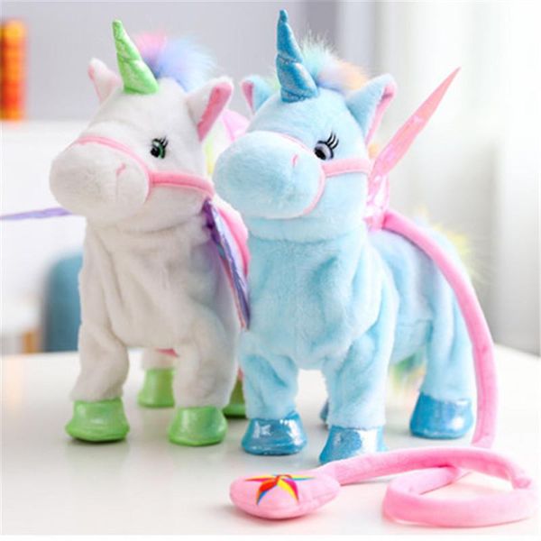 

unicorn electric plush doll kids sing walk wriggle cute animals toys stuffed pp cotton girls pull rope festival birthday gift 2020 selli