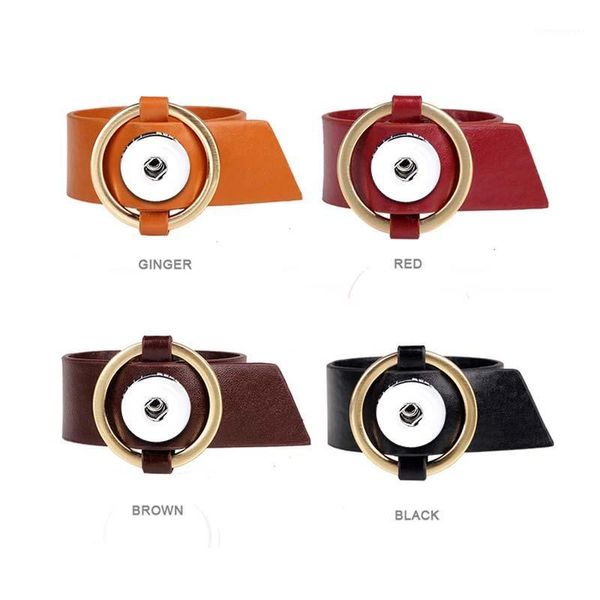 Pulseiras de charme 228 pulseira de moda de couro genuíno original Jóias de botão de snap 18mm para mulheres adolescentes dentro de comprimento 19cm20cm1