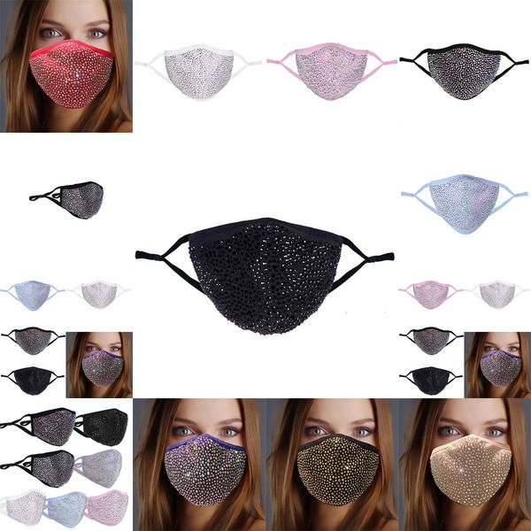 

fashion bling diamond protective pm2.5 mouth washable reusable women colorful rhinestones face mask 9 njwkz
