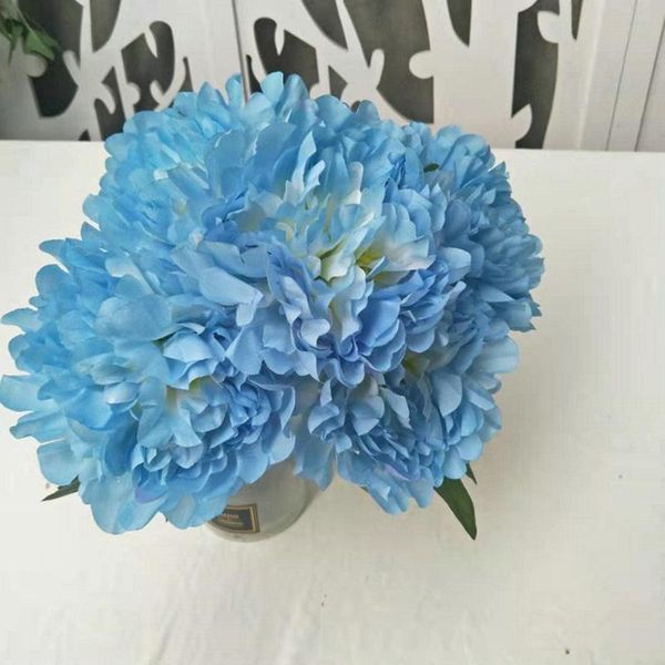 

5 heads / bouquet big artificial peony bouquet real leaves touch roses silk flower for wedding decoration mariage