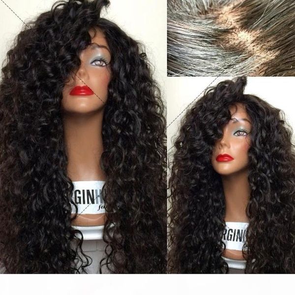 

loose curly human hair wigs 100% brazilian virgin hair full lace wigs for black woman lace front wigs with baby hair, Black;brown