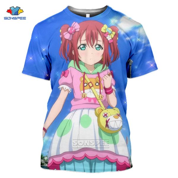 

anime girl love live summer aesthetic pink homme 3d print shirts horror harajuku hentai men clothing