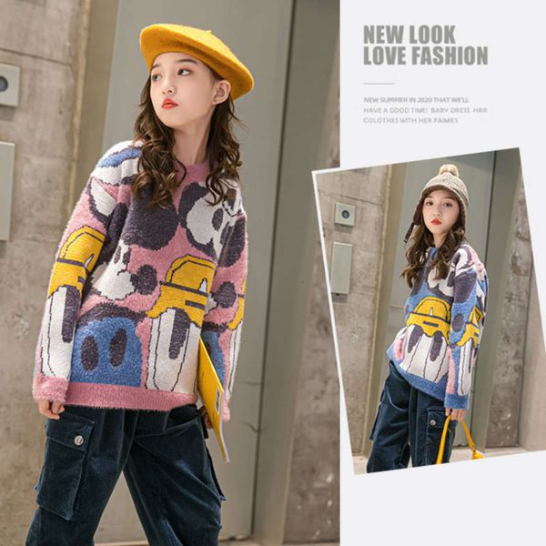 

cartoon sweater autumn winter 2020 new girls' t-shirt korean loose children's fashion animation, Black