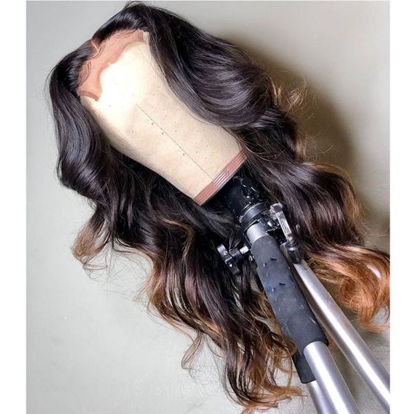 

lace wigs swiss 13x4/6 part wig ombre blonde middle body wave for black women with baby hair, Black;brown