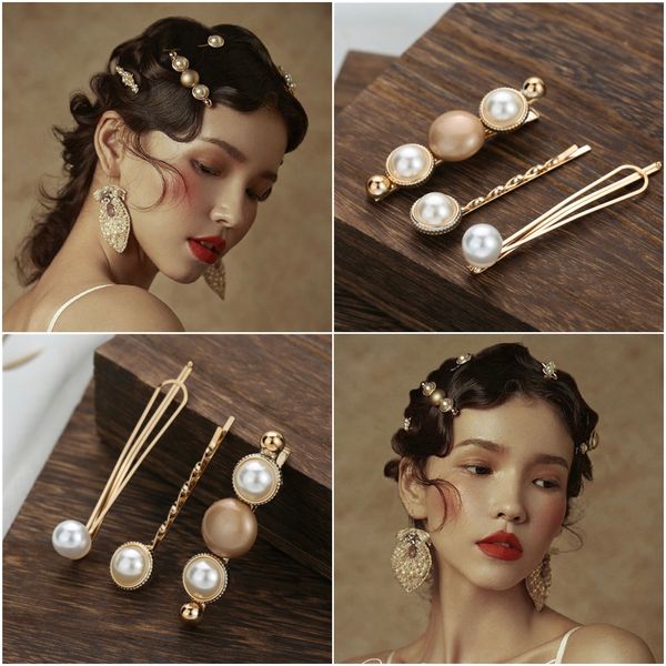 

the bride's korean style elegant gold pearl crown with bangs hairpins and hairpin set, Silver