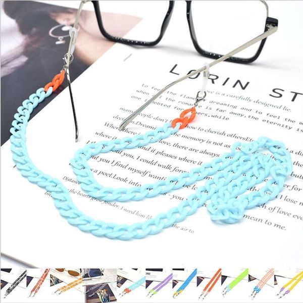 

мода цепочки eyeglass для женщин широкие акриловые цепи противоскользящие регулируемые очки держатель шеи ремень для чтения очки, Silver