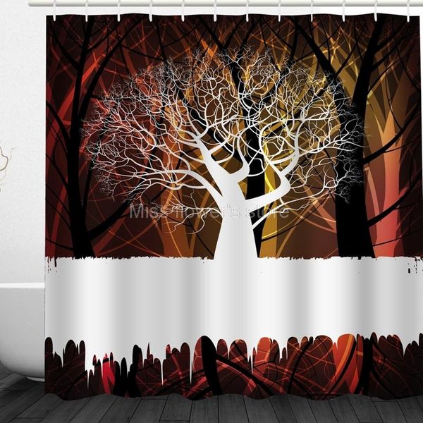 

shower curtains multi-size abstract shadow big tree pattern design custom bathroom waterproof mildew polyester fabric +12 hook