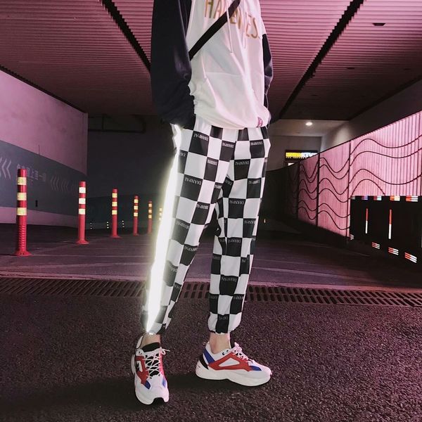 

rcypa ins spring casual autumn new reflective drawstring sports and men's korean trend legged nine point hipcasual hip hop pants harlem, Blue