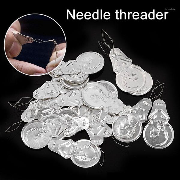 

50/100pcs needles threaders set bow wire needle threader stitch insertion sewing accessories tools diy hand sewing drop shipping1, Black