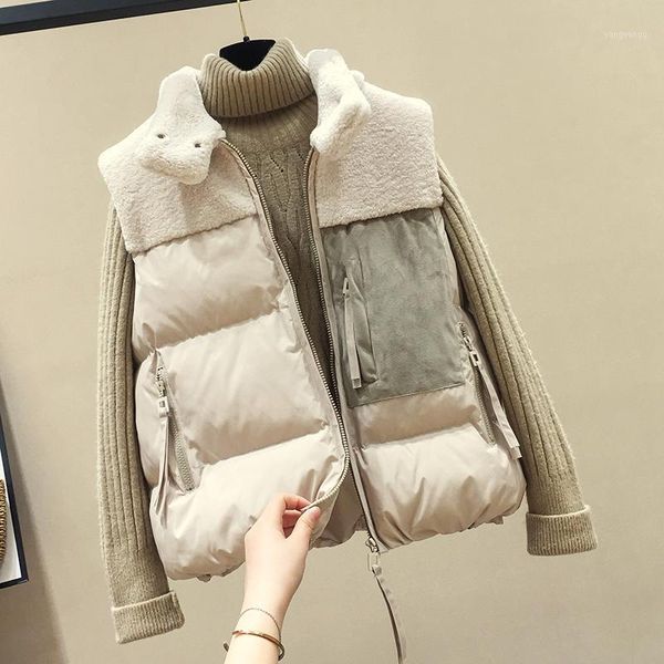 

2019 new sleeveless cotton vest women short coat fashion autumn and winter warm jacket girl student down cotton vest1, Black;white