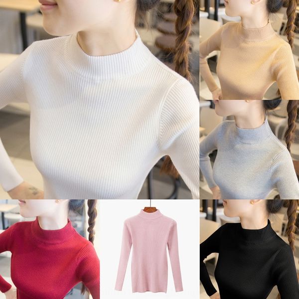 

pq1pc half high neck sweater foreign shirt sweater knit knitwear women's knitted sweaterlong sleeves 2020 autumn and winter new wear bo, White;black