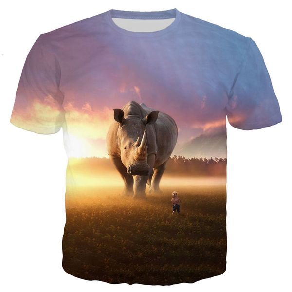 

new cool rhinoceros 3d print shirts humor plus size harajuku men clothing