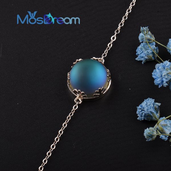 

mosdream ladies moonlight stone aurora borealis bracelet s925 sterling silver elegant jewelry birthdays romatic gift for women 200925, Black