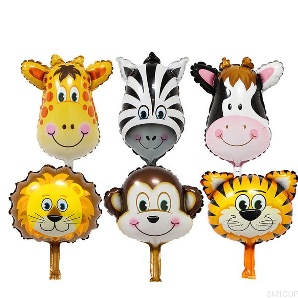 

mini cartoon animals foil tiger lion cow monkey aluminum film balloon balloons kid toy birthday wedding party decoration dbc vt0253