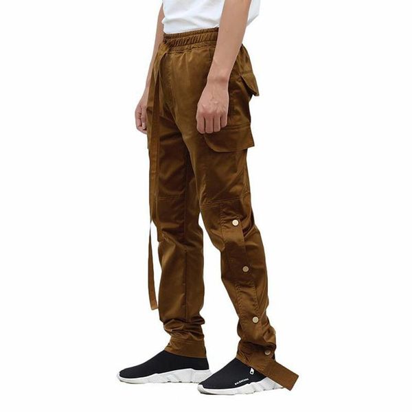 

2020 мужчин спортивная sweatpants прямого брюки мужские running side кнопка tracksuit joggers фитнес pant повседневный комбинезон, Black;blue