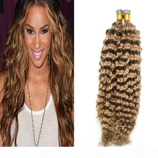 

pre-bonded company i tip curly hair bundles remy hair weave natural human hair extensions can mix length 10-26inch, Black