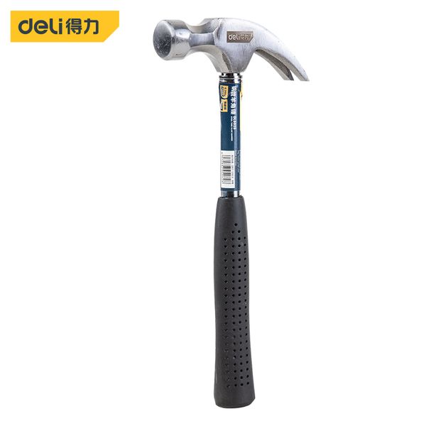 

deli multifunction round head plastic handle magnetic claw hammer for tool hammer rubber tool nail puller high quality