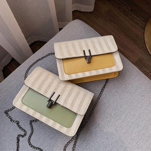

hit color straw woven bags women crossbody shoulder handbag leather bag female shoulder bags girls leather purses luxury handbag