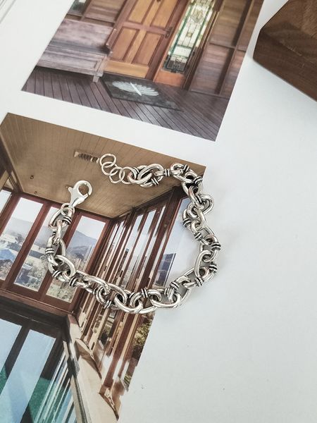 

корейская новая тяжелая промышленность s925 sterling silver браслет women ins chaotai серебра универсального мода простого студент браслет h, Golden;silver