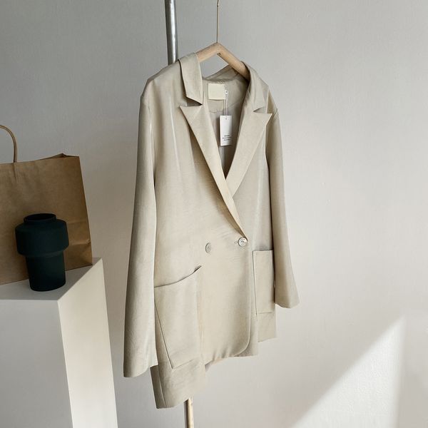 

2021 new autumn turn down collar blazer vintage ladies coat with pocket feminino for women clothes vaha, White;black