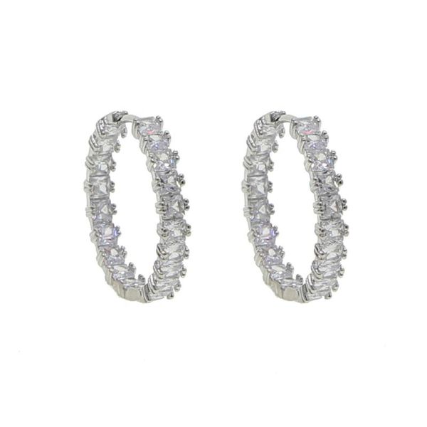 

новые мода большой кристалл обруч серьги с простыми круглыми блестями cz большие ювелирные изделия для женщин свадебная вечеринка серьги юве, Golden;silver