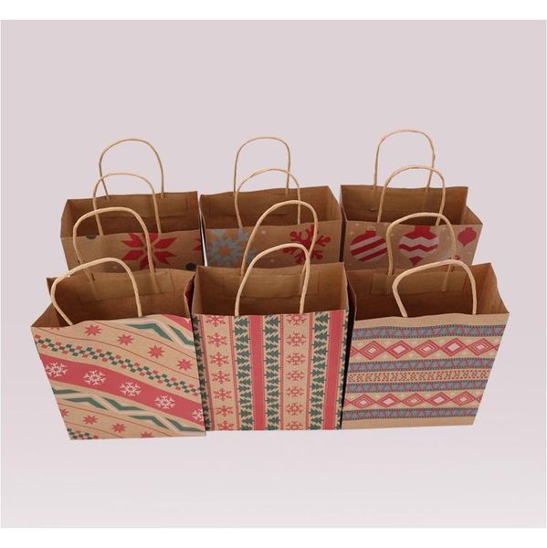 

christmas gift bags with handle printed kraft paper bag kids party favors bags box christmas decoration home xma wmtdtx my_home2010