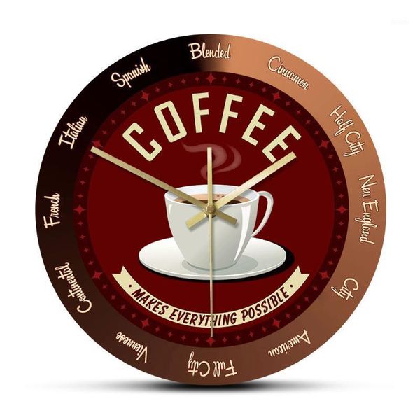 

coffee makes everything possible coffee bar sign cafe time silent wall clock kitchen wall art decor watch lover gift1