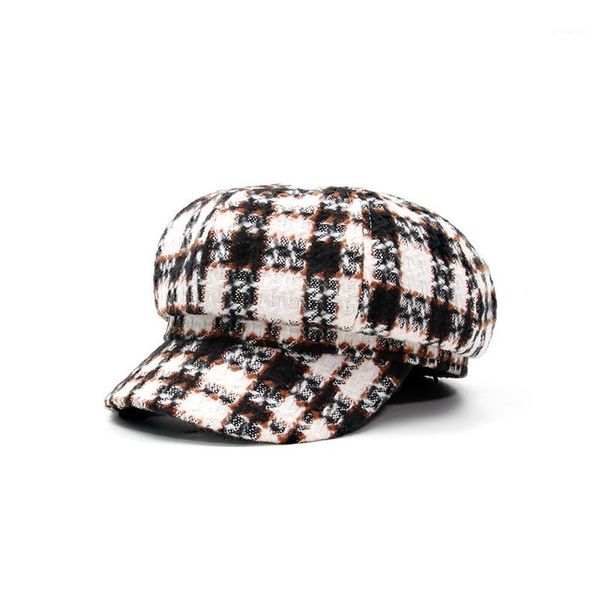 

stingy brim hats ldslyjr plaid beret casual painter hat peaked octagonal women 151, Blue;gray