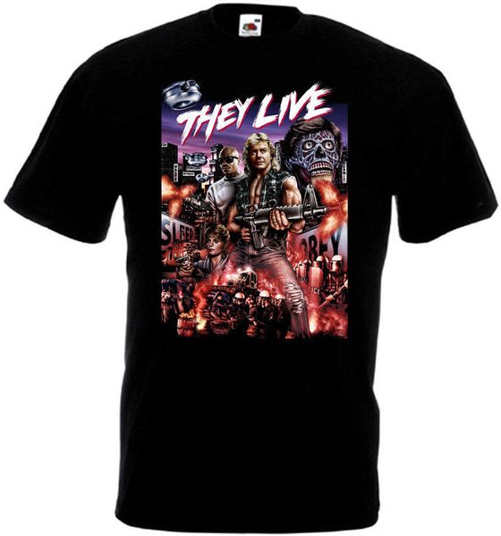 

they live v1 black movie poster all sizes s 3xl short sleeve round neck promotion homme hooded sweatshirt hoodie men t shirt