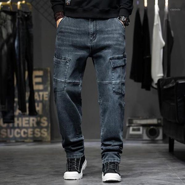 

new man jeans men's trousers skateboard men jeans straight more pocket jean clothes bottoms long pants1, Blue
