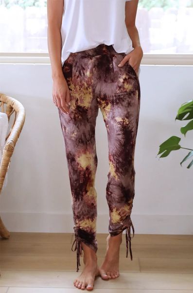 

женские брюки и повседневные брюки капри специальной печати повелительницы эластичный пояс плиссированные пояс отдыха способа длинные брюки, Black;white