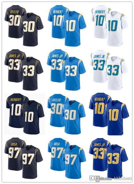 

men los angeles chargers 33 derwin james 10 justin herbert 30 austin ekeler 13 keenan allen 97 joey bosa football jerseys, Black;red