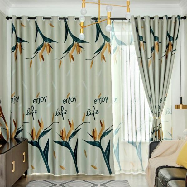 

curtain & drapes green blackout curtains for living room printed flower window bedroom kitchen blinds drape tulle and jk183z