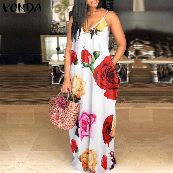 

bohemian sundress female beach dress vonda 2020 long print dress backless floral women summer bohemian robe 5xl, Black;gray