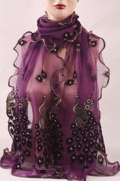 

scarves 2014 wonderful chiffon peacock long soft scarf more color size 190*43mm wrap shawl stole for stylish women/girls, Blue;gray